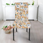 Watercolor Corgi Pattern Print Dining Chair Slipcover