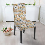 Watercolor Corgi Pattern Print Dining Chair Slipcover