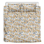 Watercolor Corgi Pattern Print Duvet Cover Bedding Set