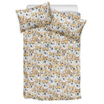 Watercolor Corgi Pattern Print Duvet Cover Bedding Set