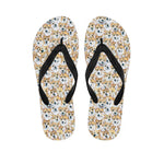 Watercolor Corgi Pattern Print Flip Flops