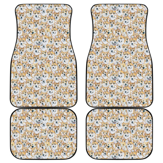 Watercolor Corgi Pattern Print Front and Back Car Floor Mats