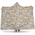 Watercolor Corgi Pattern Print Hooded Blanket