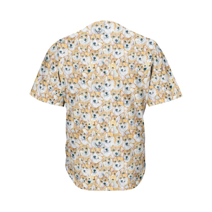 Watercolor Corgi Pattern Print Men's Baseball Jersey