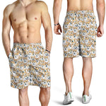 Watercolor Corgi Pattern Print Men's Shorts