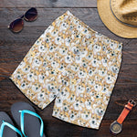 Watercolor Corgi Pattern Print Men's Shorts