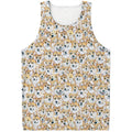 Watercolor Corgi Pattern Print Men's Tank Top