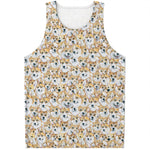 Watercolor Corgi Pattern Print Men's Tank Top