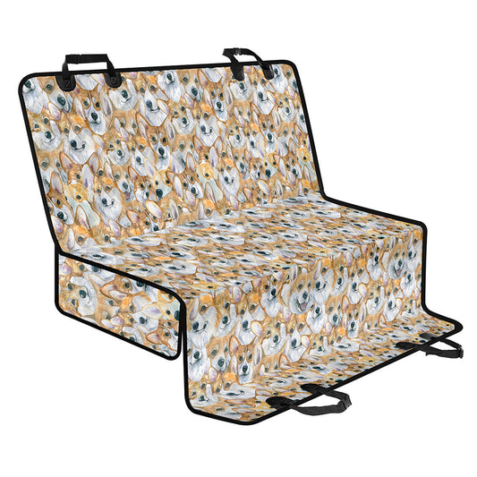Watercolor Corgi Pattern Print Pet Car Back Seat Cover