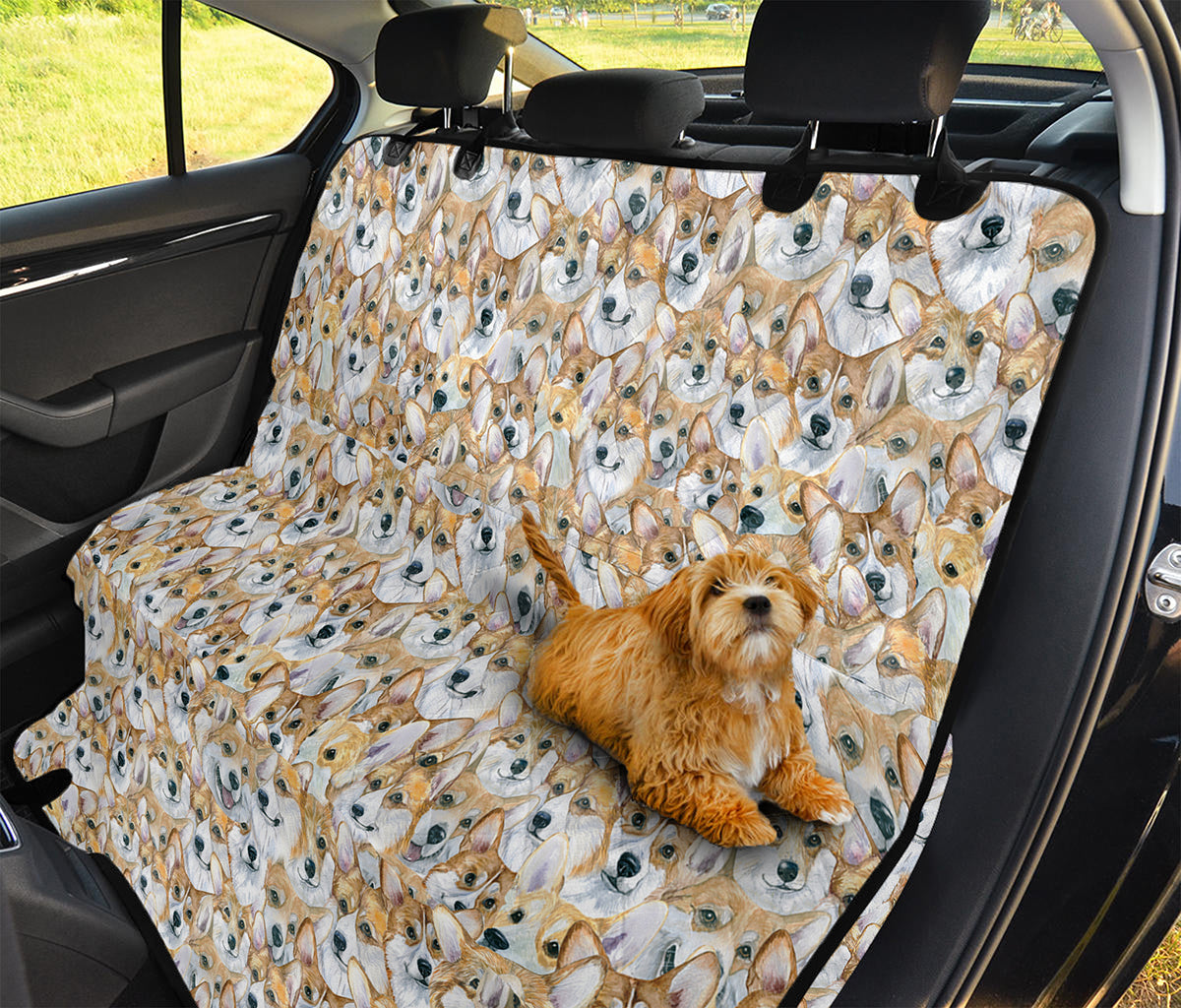 Watercolor Corgi Pattern Print Pet Car Back Seat Cover