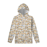 Watercolor Corgi Pattern Print Pullover Hoodie