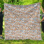 Watercolor Corgi Pattern Print Quilt