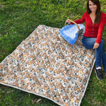 Watercolor Corgi Pattern Print Quilt
