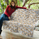 Watercolor Corgi Pattern Print Quilt