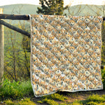 Watercolor Corgi Pattern Print Quilt