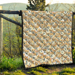 Watercolor Corgi Pattern Print Quilt