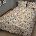 Watercolor Corgi Pattern Print Quilt Bed Set
