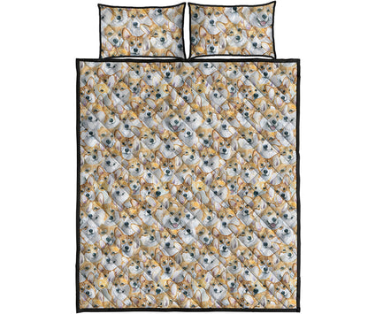 Watercolor Corgi Pattern Print Quilt Bed Set