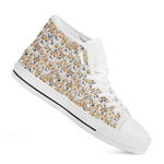 Watercolor Corgi Pattern Print White High Top Shoes