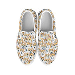 Watercolor Corgi Pattern Print White Slip On Shoes