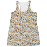 Watercolor Corgi Pattern Print Women's Racerback Tank Top