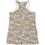 Watercolor Corgi Pattern Print Women's Racerback Tank Top