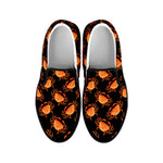 Watercolor Crab Pattern Print Black Slip On Shoes