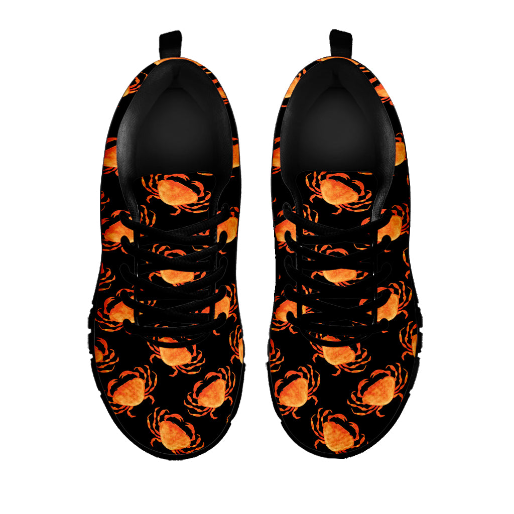 Watercolor Crab Pattern Print Black Sneakers
