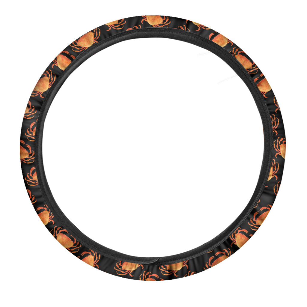 Watercolor Crab Pattern Print Car Steering Wheel Cover