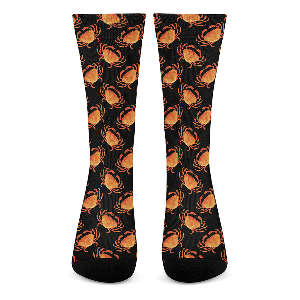 Watercolor Crab Pattern Print Crew Socks