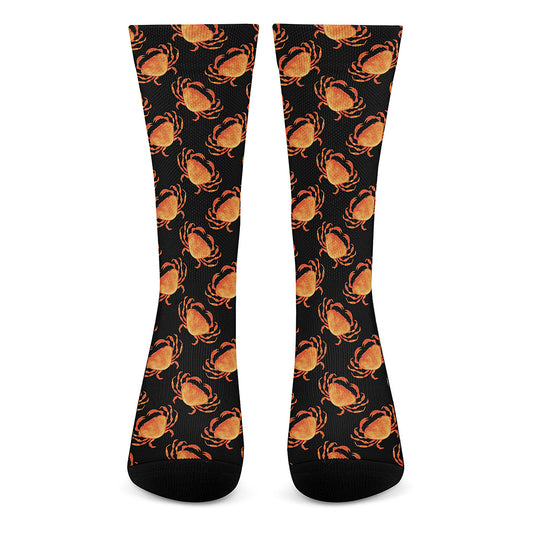 Watercolor Crab Pattern Print Crew Socks