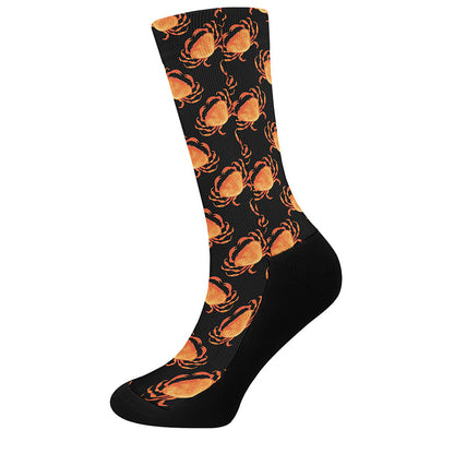 Watercolor Crab Pattern Print Crew Socks
