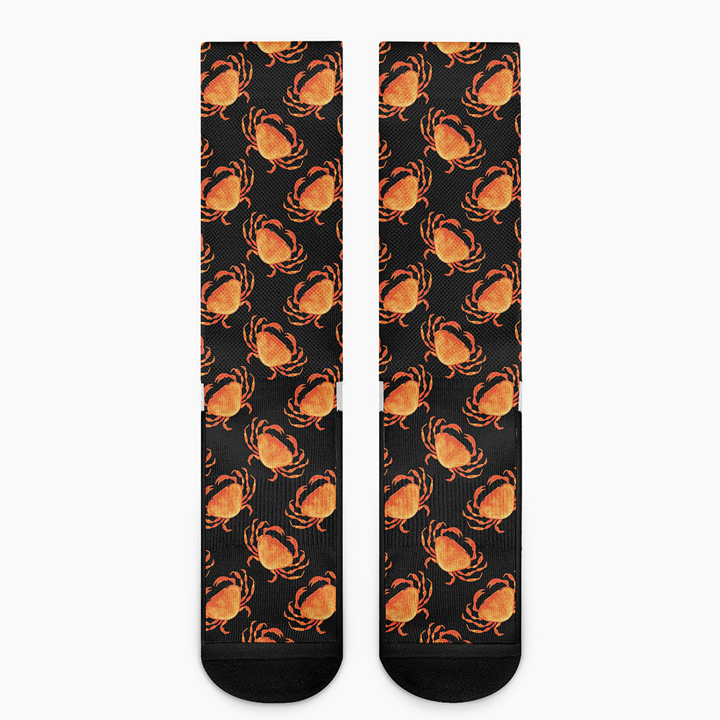Watercolor Crab Pattern Print Crew Socks
