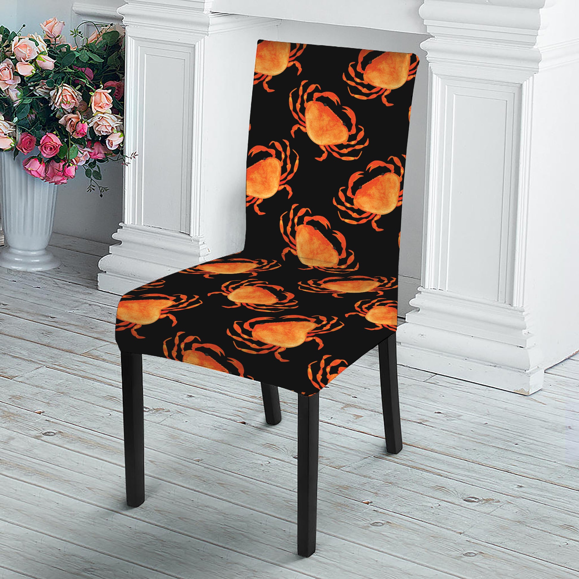 Watercolor Crab Pattern Print Dining Chair Slipcover