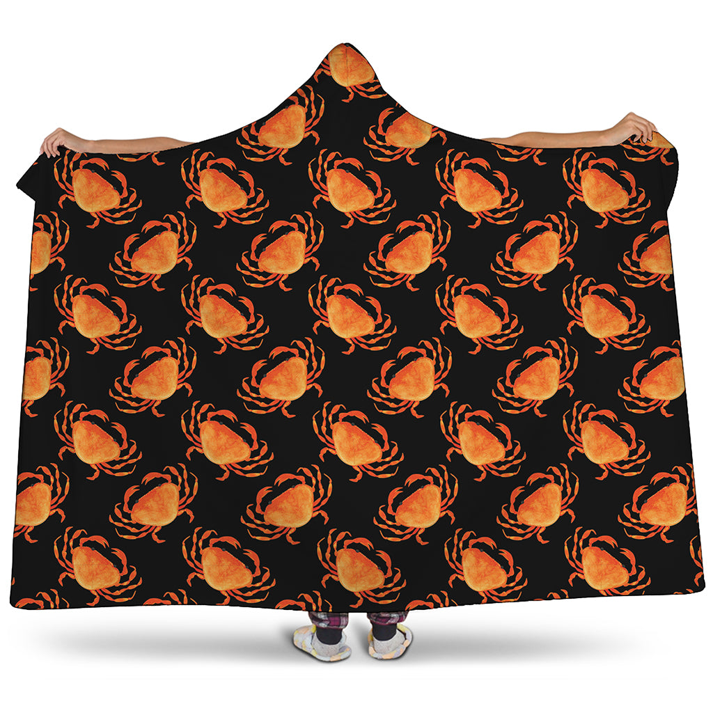 Watercolor Crab Pattern Print Hooded Blanket