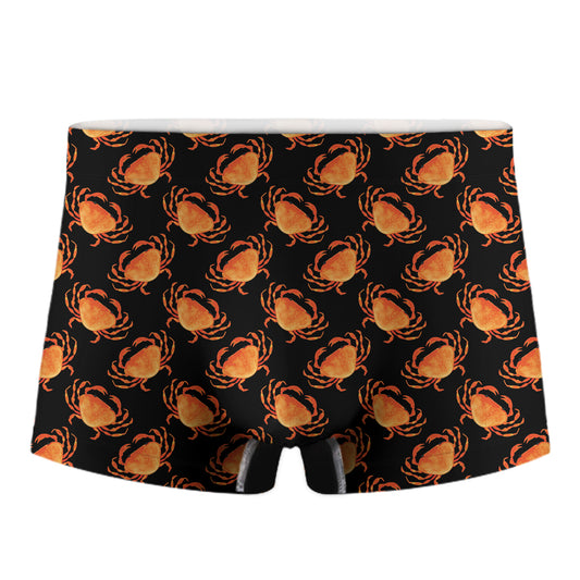 Watercolor Crab Pattern Print Men's Boxer Briefs