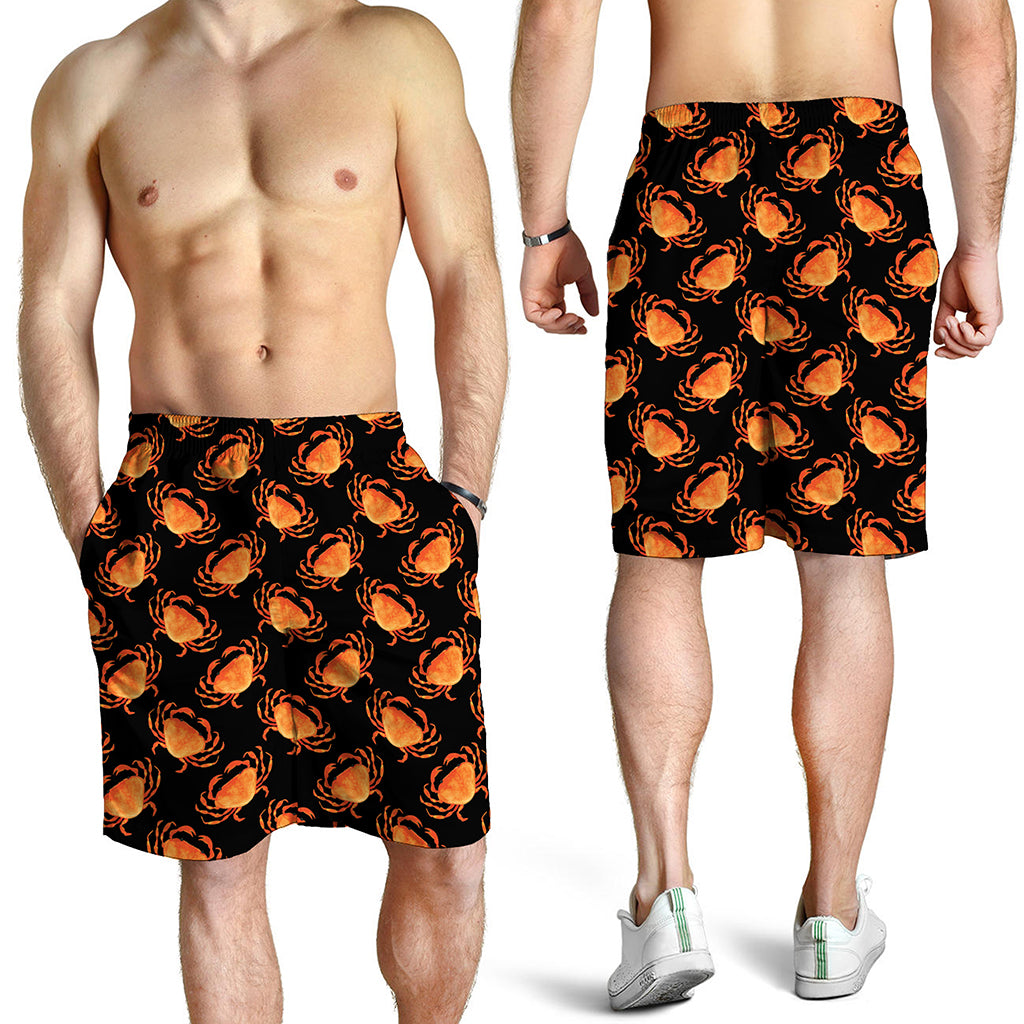 Watercolor Crab Pattern Print Men's Shorts