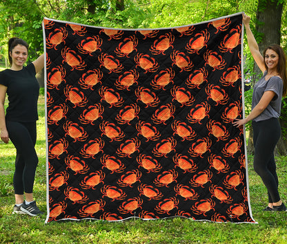 Watercolor Crab Pattern Print Quilt