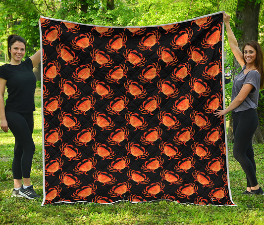 Watercolor Crab Pattern Print Quilt