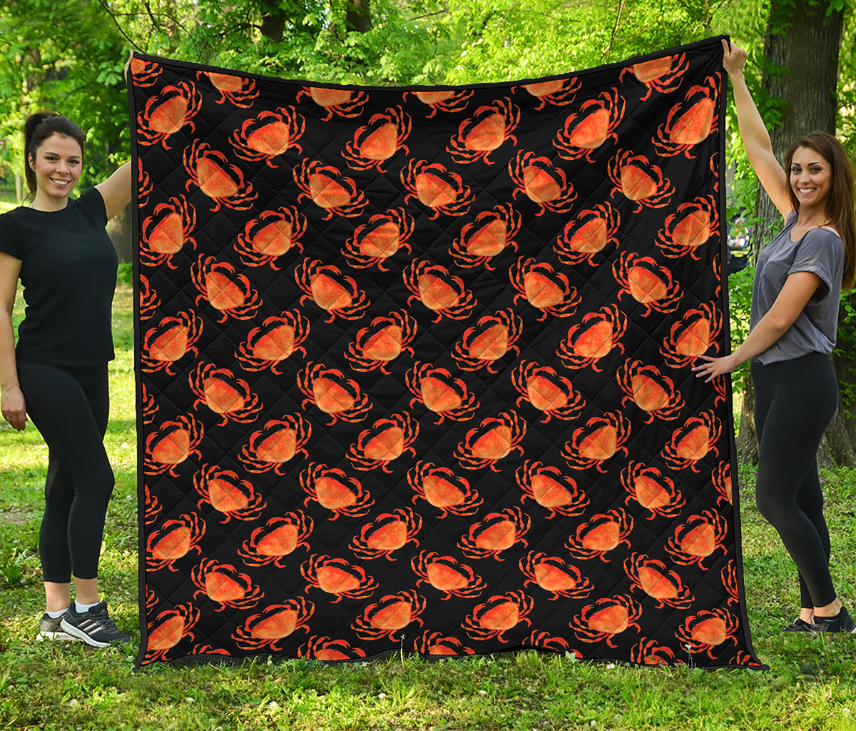 Watercolor Crab Pattern Print Quilt
