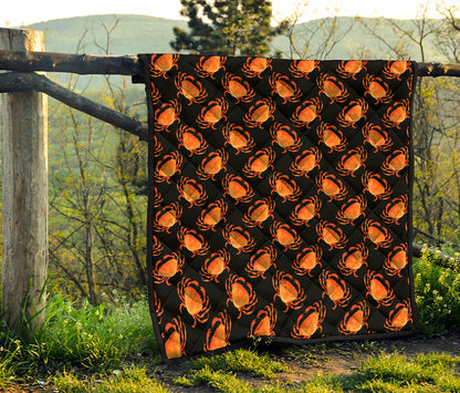 Watercolor Crab Pattern Print Quilt