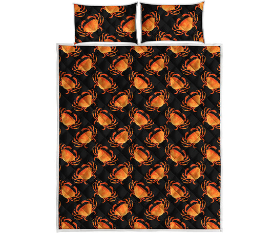 Watercolor Crab Pattern Print Quilt Bed Set