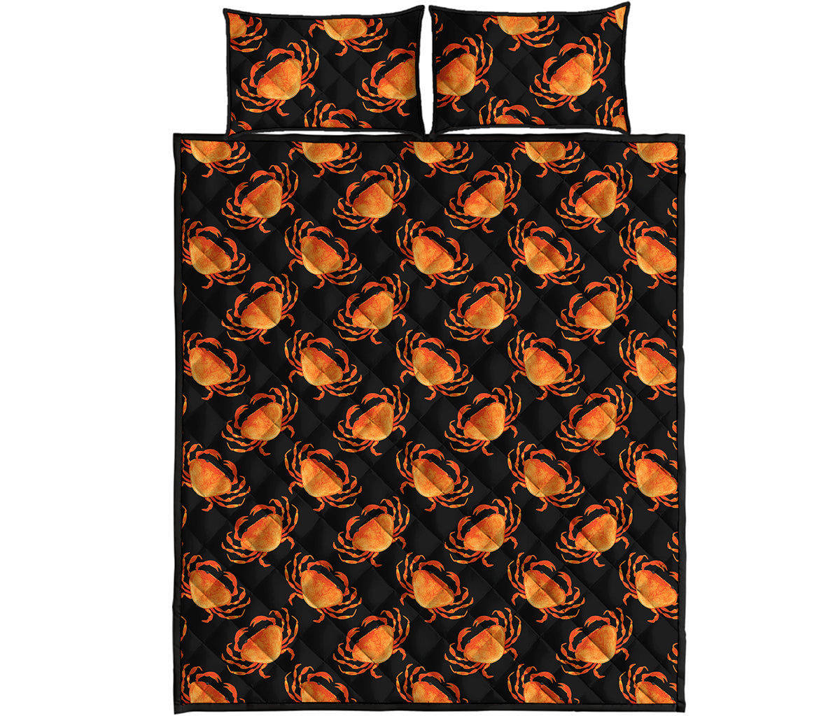 Watercolor Crab Pattern Print Quilt Bed Set
