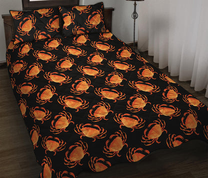 Watercolor Crab Pattern Print Quilt Bed Set