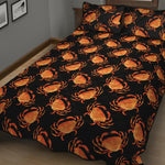 Watercolor Crab Pattern Print Quilt Bed Set