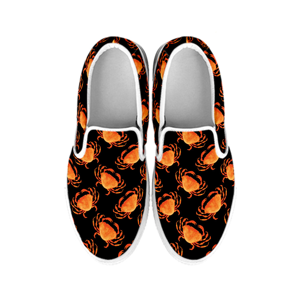 Watercolor Crab Pattern Print White Slip On Shoes