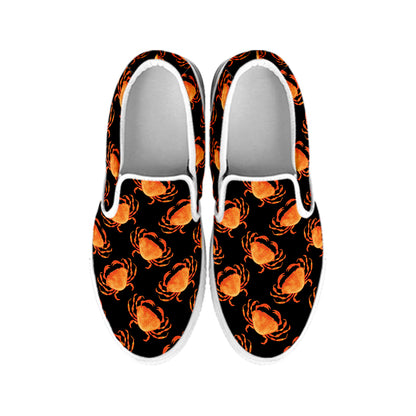 Watercolor Crab Pattern Print White Slip On Shoes