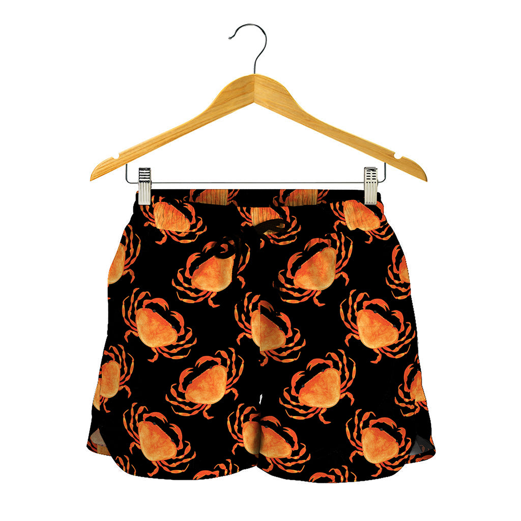 Watercolor Crab Pattern Print Women's Shorts