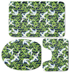 Watercolor Crane Bird Pattern Print 3 Piece Bath Mat Set