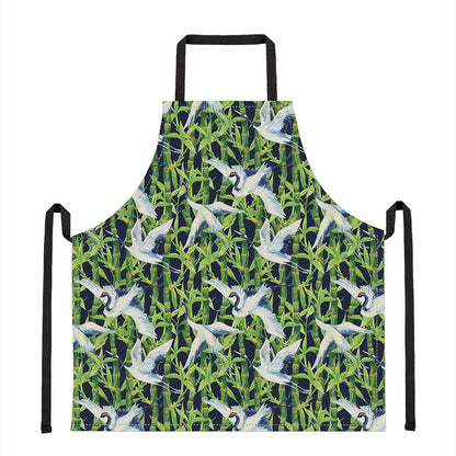 Watercolor Crane Bird Pattern Print Apron